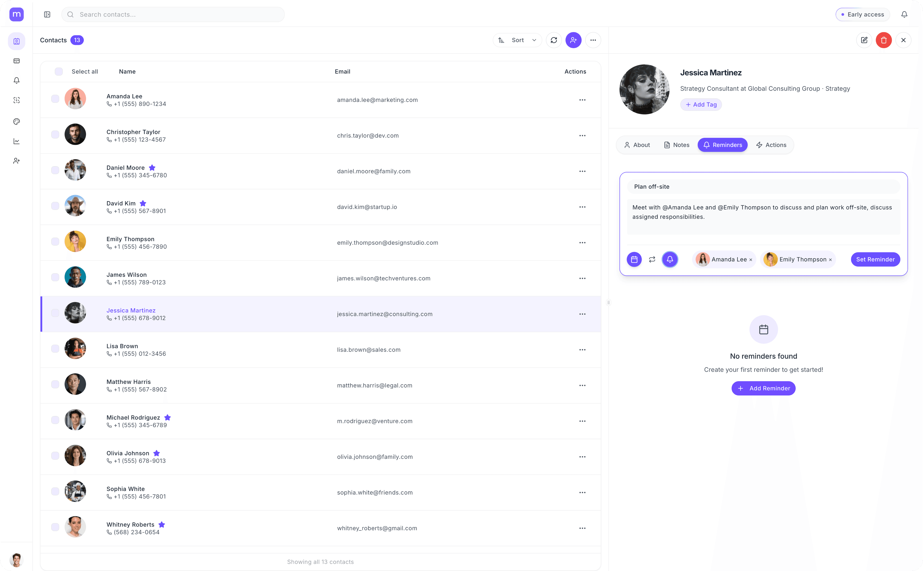 Memento CRM Dashboard - New Reminder View